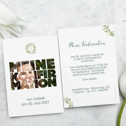 Personalisierte Einladungskarte zur Konfirmation mit Foto & Wunschdaten | Eukalyptus