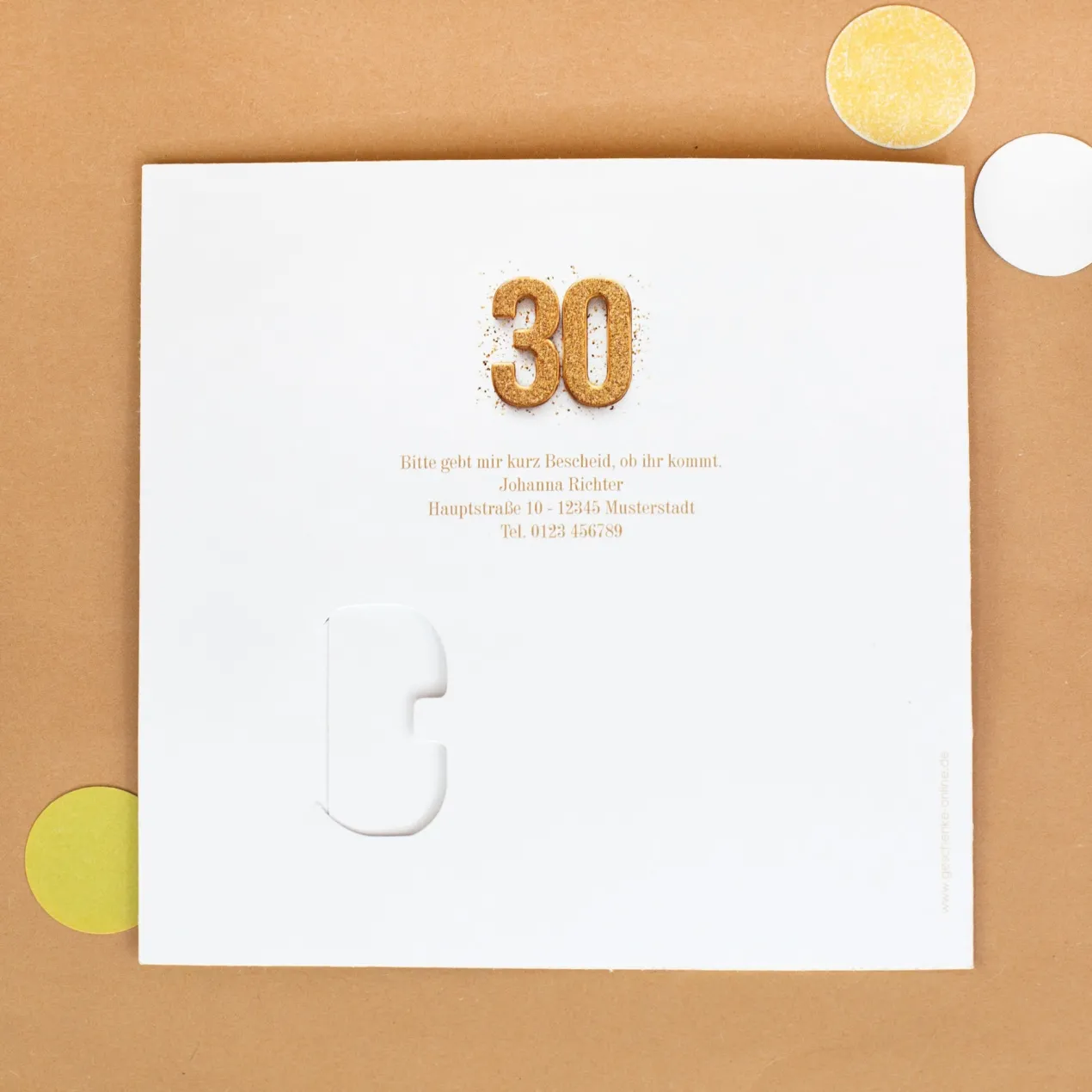 Personalisierte Einladungskarte zum 30. Geburtstag mit Foto & goldener Zahl | Klappkarte mit Umschlag