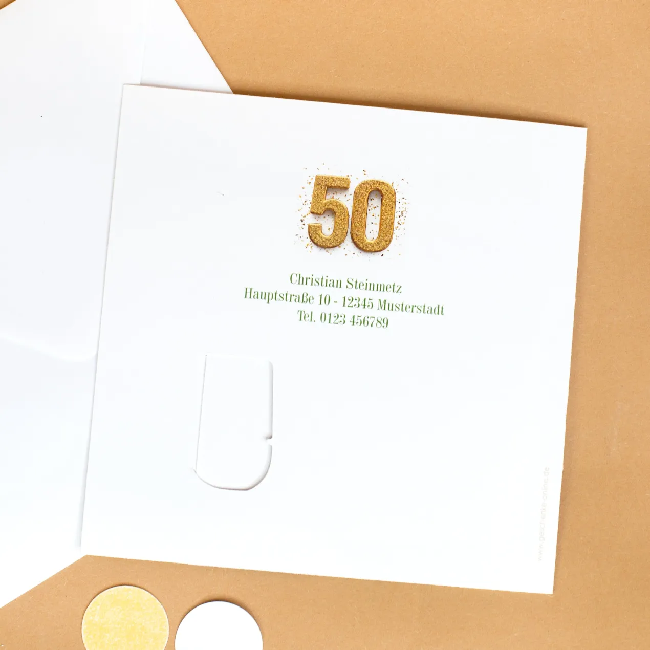 Personalisierte Einladungskarte zum 50. Geburtstag mit Foto & goldener Zahl | Klappkarte mit Umschlag