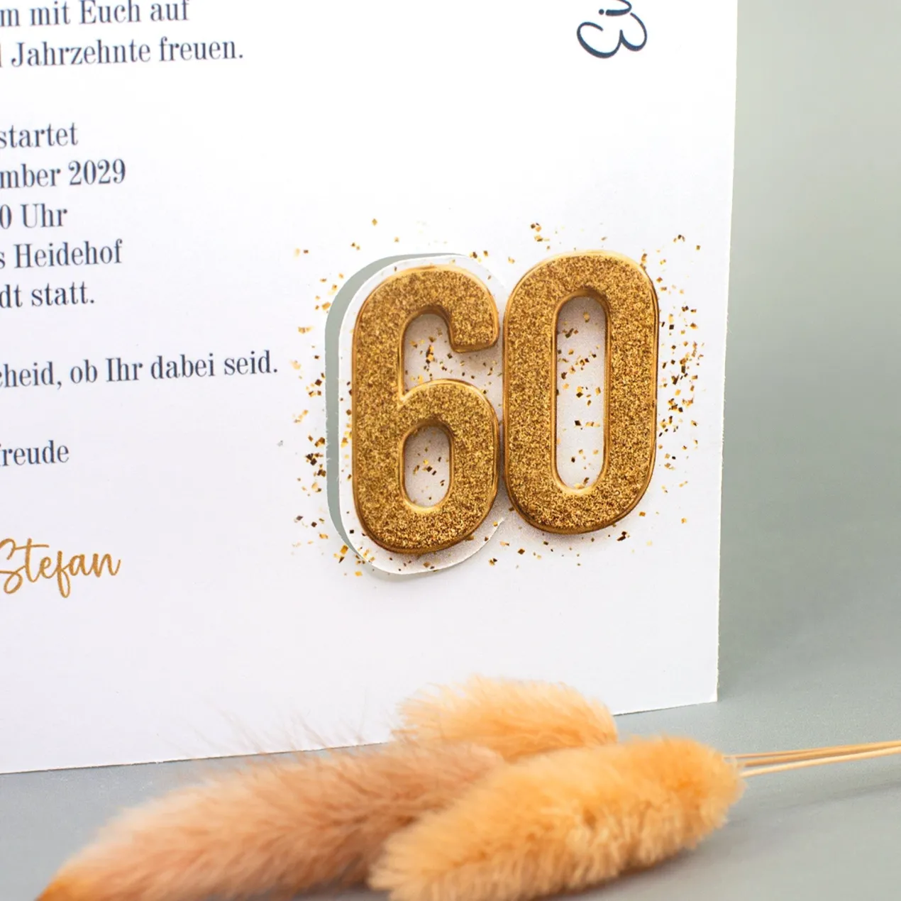 Personalisierte Einladungskarte zum 60. Geburtstag mit Foto | Klappkarte mit Umschlag