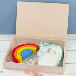 Personalisierte Erinnerungsbox als Geschenk zur Geburt mit Heißluftballon & Tier Motiv | Fotobox