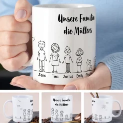 Personalisierte Familientasse mit Namen & Wunschtext | Individuelles Geschenk für Mama, Papa & Familie