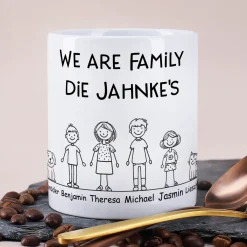 Personalisierte Familientasse mit Namen & Wunschtext | Individuelles Geschenk für Mama, Papa & Familie