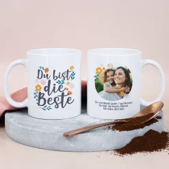 Personalisierte Fototasse für Mama, Oma oder Freundin | Du bist die Beste | Muttertagsgeschenk