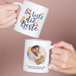 Personalisierte Fototasse für Mama, Oma oder Freundin | Du bist die Beste | Muttertagsgeschenk