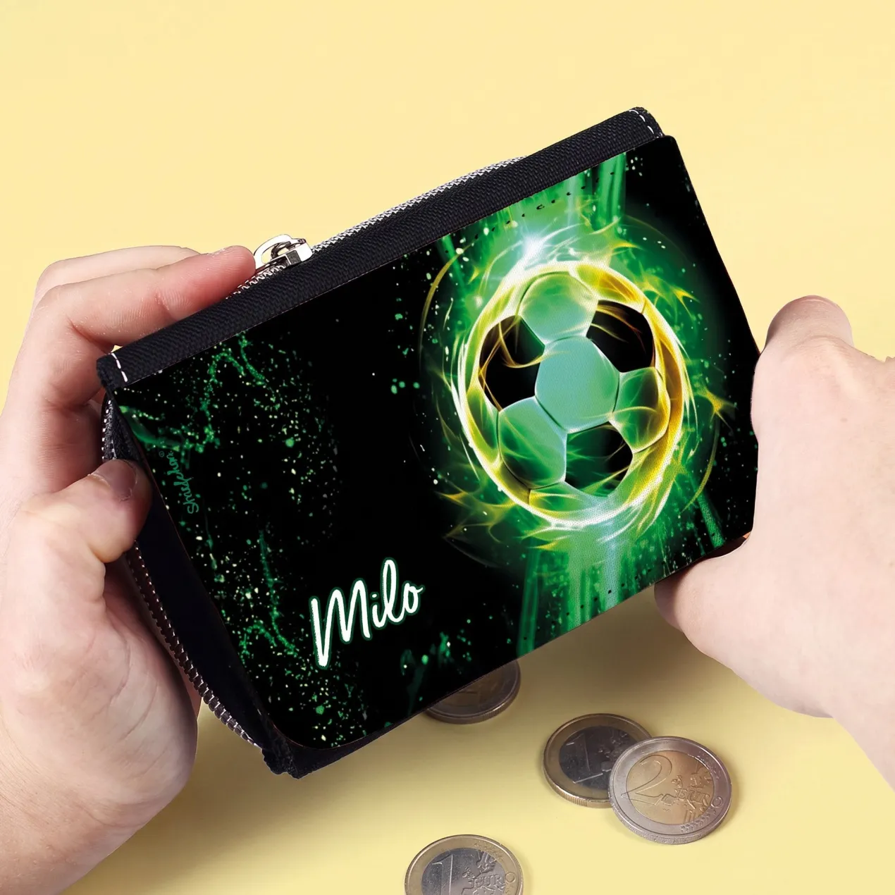 Personalisierte Geldbörse mit Fußball-Motiv und Name