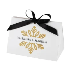 Personalisierte Geschenktasche mit goldener Schneeflocke | Edle Verpackung für Weihnachtsgeschenke