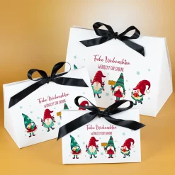Personalisierte Geschenktasche mit Wichtelmotiv | Edle Geschenkverpackung zu Weihnachten in 3 Größen
