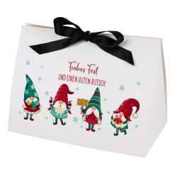 Personalisierte Geschenktasche mit Wichtelmotiv | Edle Geschenkverpackung zu Weihnachten in 3 Größen