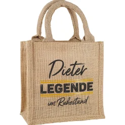 Personalisierte Geschenktasche aus Jute „Legende in Rente“ mit Wunschname