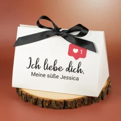 Personalisierte Geschenkverpackung 'Ich liebe dich' mit Wunschtext für Valentinstag & Paare
