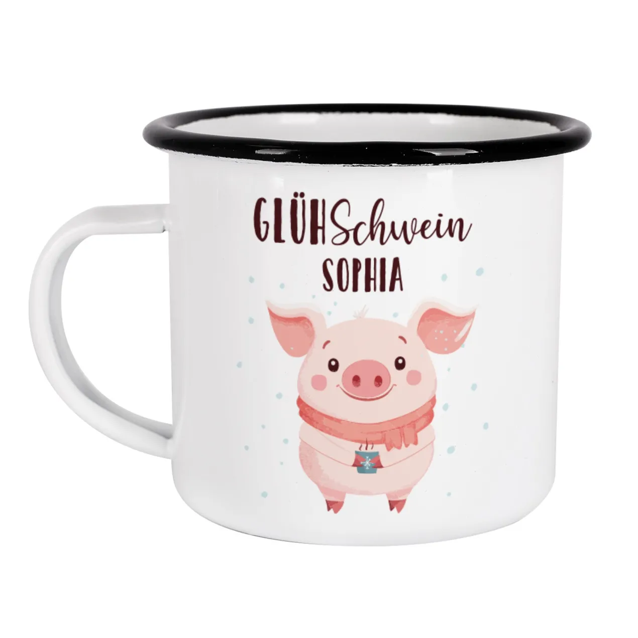 Personalisierte 'Glühschwein' Emailletasse | Witzige Tasse zu Weihnachten für Glühwein & Winterzeit