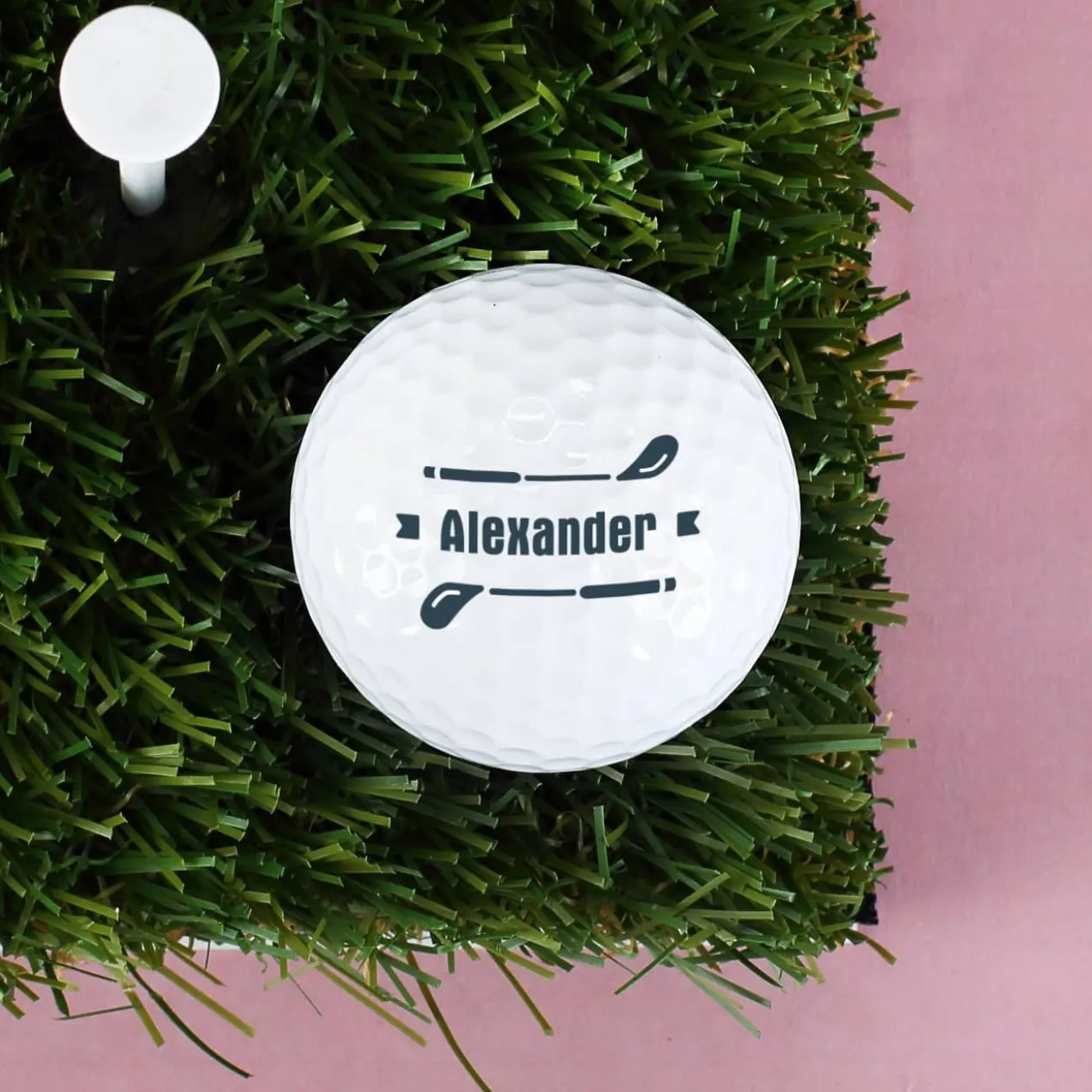 Personalisierte Golfbälle im 3er Set mit Wunschname und Golfschlägermotiv