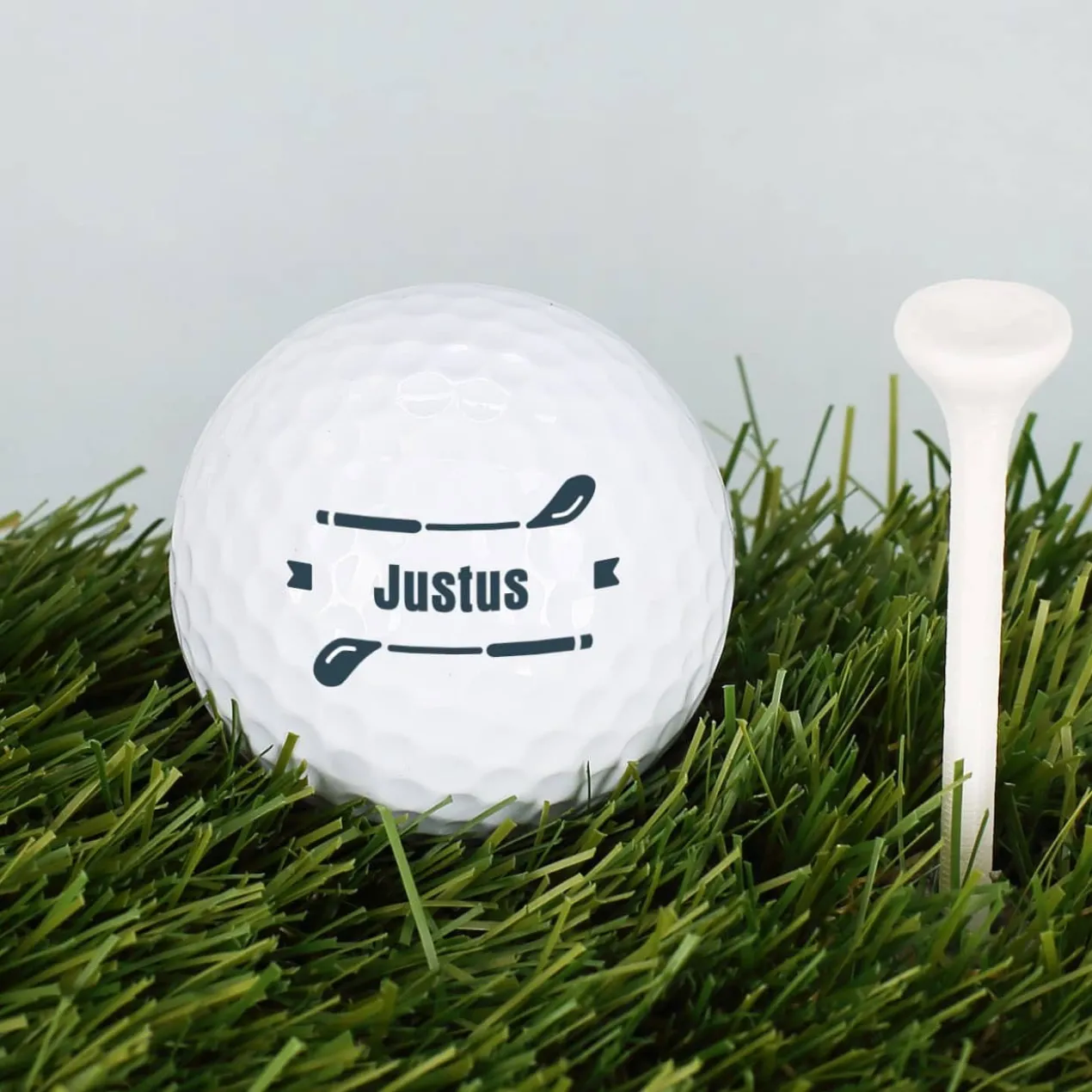 Personalisierte Golfbälle im 3er Set mit Wunschname und Golfschlägermotiv