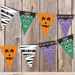 Personalisierte Halloween-Wimpelkette mit Wunschtext und Jahr | Dekoration für Halloween