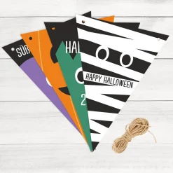 Personalisierte Halloween-Wimpelkette mit Wunschtext und Jahr | Dekoration für Halloween