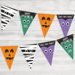 Personalisierte Halloween-Wimpelkette mit Wunschtext und Jahr | Dekoration für Halloween