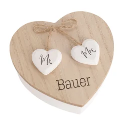 Personalisierte Herzdose aus Holz zur Hochzeit oder Verlobung | Mr. & Mrs.