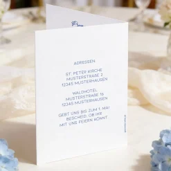 Personalisierte Hochzeitseinladung als Klappkarte mit mediterranem Motiv & Wunschtext | Einladungskarte