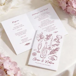 Personalisierte Hochzeitseinladung als Klappkarte mit mediterranem Motiv & Wunschtext | Einladungskarte