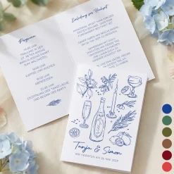 Personalisierte Hochzeitseinladung als Klappkarte mit mediterranem Motiv & Wunschtext | Einladungskarte