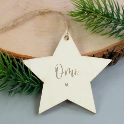 Personalisierte Holzanhänger mit Name & Herzmotiv – 4 Formen | Weihnachtsanhänger & Weihnachtsdeko