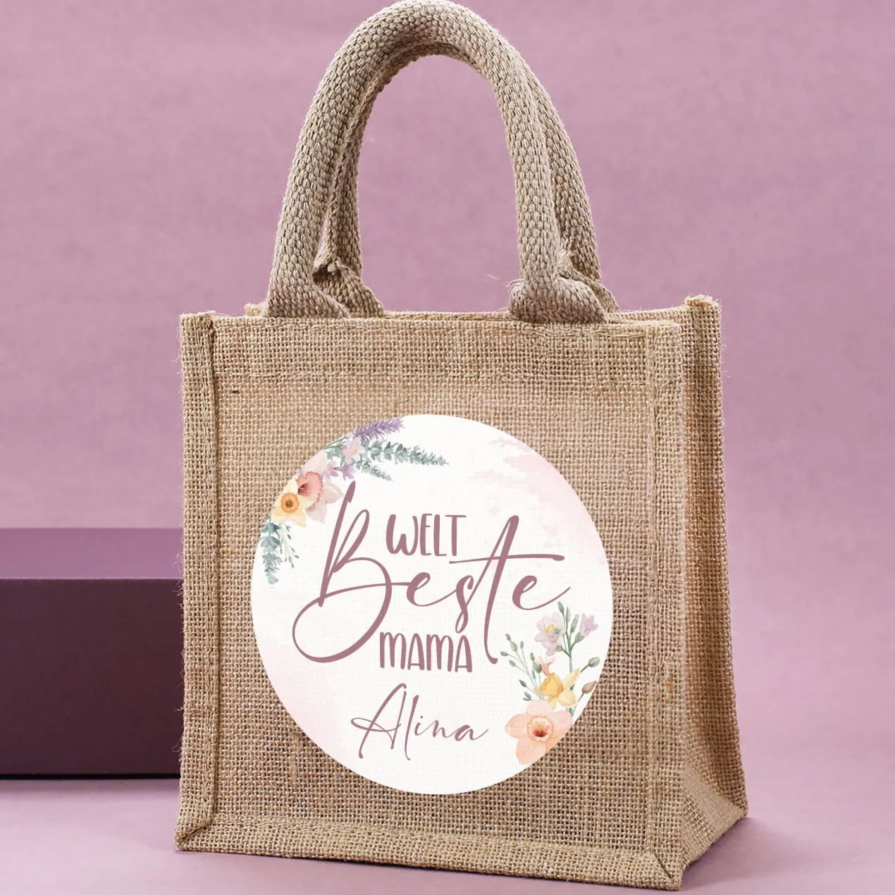 Personalisierte Jutetasche für die weltbeste Mama | Geschenktüte zum Muttertag