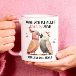 Personalisierte Kakadu-Tasse mit Wunschtext 'Kaka du Süße!' | Geschenk für Verliebte & Valentinstag