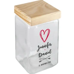 Personalisierte Keksdose mit Herzmotiv als Geschenk für Hochzeit oder Valentinstag