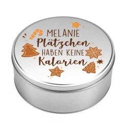 Personalisierte Keksdose mit Name und Motiv aus Metall | Geschenkverpackung für Weihnachtsgebäck