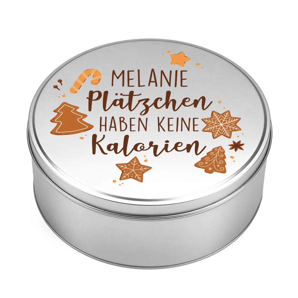 Personalisierte Keksdose mit Name und Motiv aus Metall | Geschenkverpackung für Weihnachtsgebäck