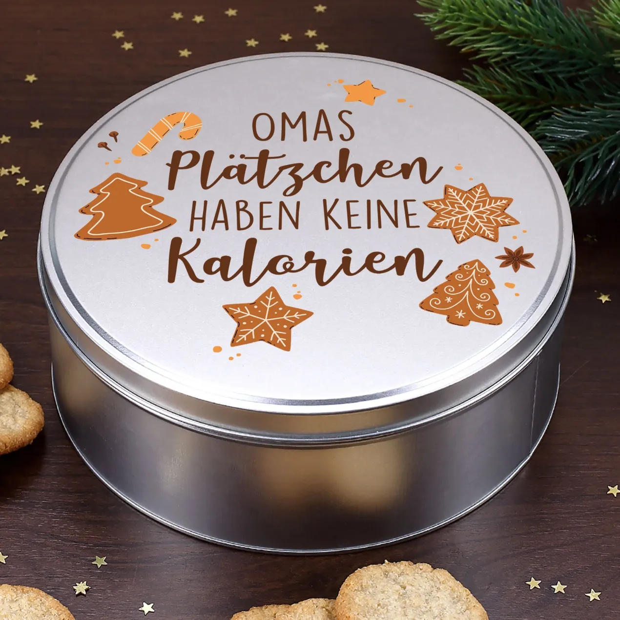 Personalisierte Keksdose mit Name und Motiv aus Metall | Geschenkverpackung für Weihnachtsgebäck