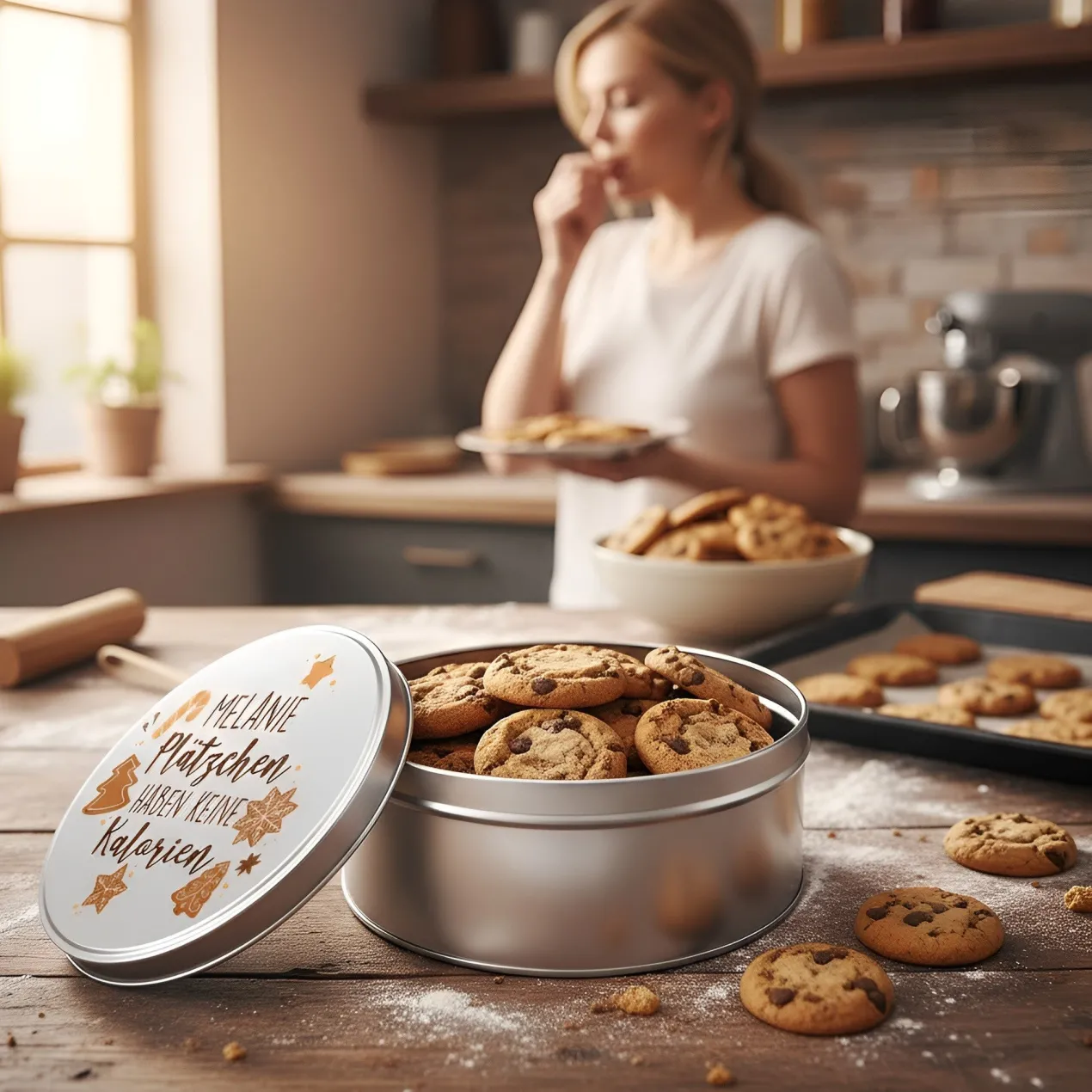 Personalisierte Keksdose mit Name und Motiv aus Metall | Geschenkverpackung für Weihnachtsgebäck