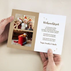 Personalisierte Klappkarte zu Weihnachten mit Fotos & Wunschtext | Weihnachtskarte mit Sterne Motiv