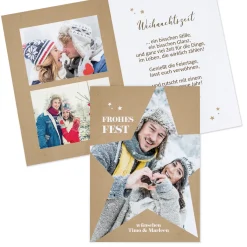 Personalisierte Klappkarte zu Weihnachten mit Fotos & Wunschtext | Weihnachtskarte mit Sterne Motiv
