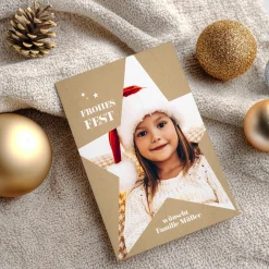 Personalisierte Klappkarte zu Weihnachten mit Fotos & Wunschtext | Weihnachtskarte mit Sterne Motiv