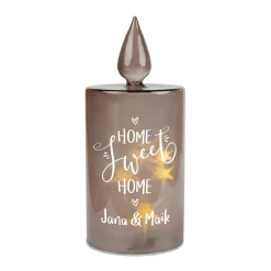 Personalisierte LED-Glaskerze von Leonardo 'Home Sweet Home' mit Wunschtext | Geschenk zum Einzug