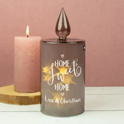 Personalisierte LED-Glaskerze von Leonardo 'Home Sweet Home' mit Wunschtext | Geschenk zum Einzug