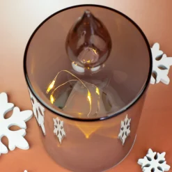 Personalisierte LED Glaskerze von Leonardo 'Wundervolle Weihnachten' mit Wunschtext und Timerfunktion