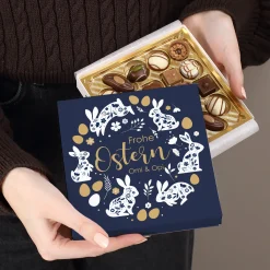 Personalisierte Lindt Pralinenbox mit Name zu Ostern | 100 g Mini Pralinés im edlen Hasen-Design