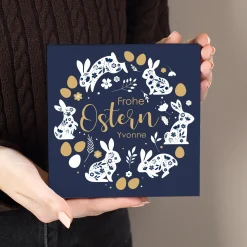 Personalisierte Lindt Pralinenbox mit Name zu Ostern | 100 g Mini Pralinés im edlen Hasen-Design