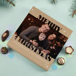 Personalisierte Lindt Pralinen Merry Christmas mit Foto & Wunschtext | Süßes Weihnachtsgeschenk