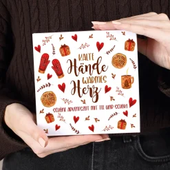 Personalisierte Lindt Pralinen zu Weihnachten mit Motiv 'Kalte Hände, warmes Herz' & Wunschtext