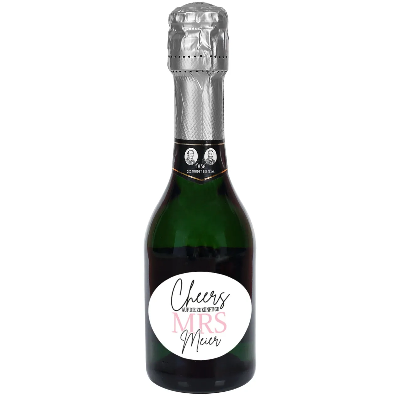Personalisierte Mini-Sektflasche – „Cheers auf die zukünftige Mrs" mit Wunschname | Geldermann
