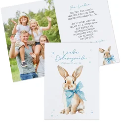Personalisierte Osterkarte mit Foto & Wunschtext | Individuelle Grußkarte zu Ostern mit Hasenmotiv