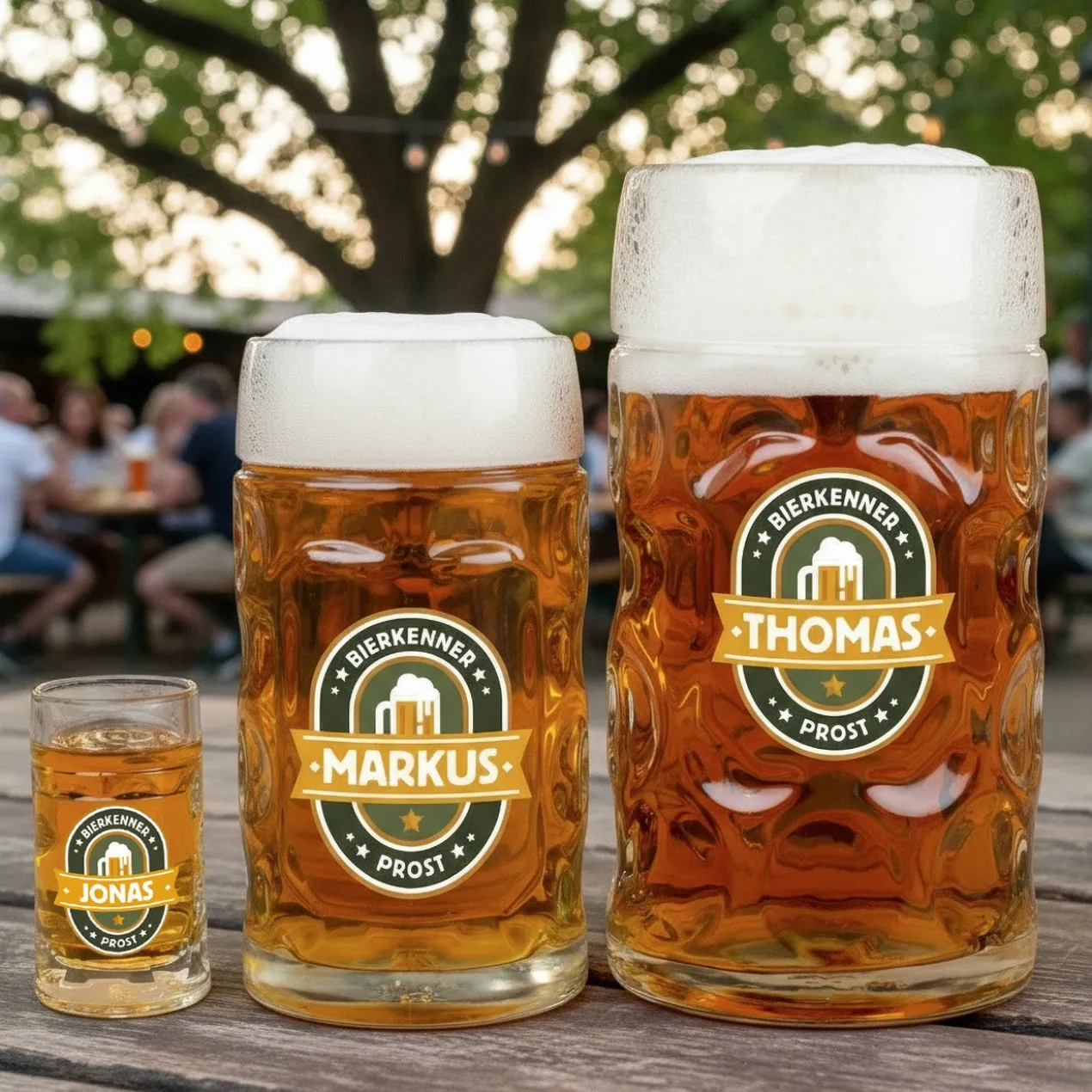 Personalisierter Bierseidel für Bierkenner mit Name | Bierkrug & Schnapsglas in 3 Größen