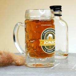 Personalisierter Bierseidel für Bierkenner mit Name | Bierkrug & Schnapsglas in 3 Größen