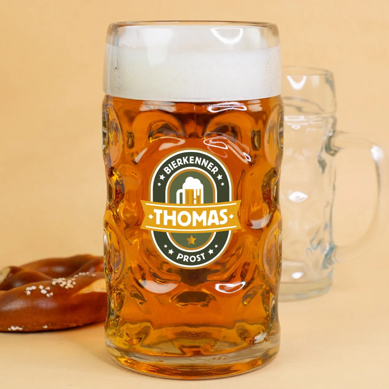 Personalisierter Bierseidel für Bierkenner mit Name | Bierkrug & Schnapsglas in 3 Größen