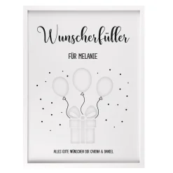 Personalisierter Bilderrahmen als Geldgeschenk & Wunscherfüller mit Ballon-Motiv