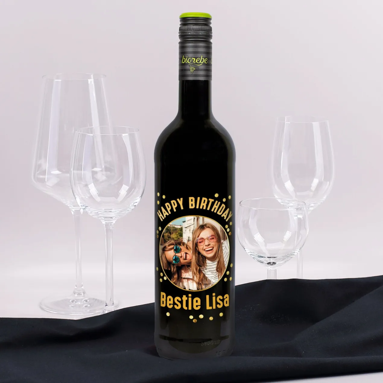 Personalisierter Biorebe Wein zum Geburtstag mit Foto & Name | Happy Birthday